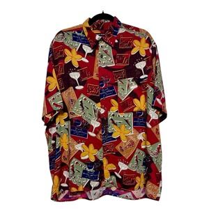 Vintage John Henry Retro Tiki Button Down Shirt Men's Size L Islandcore Cocktail